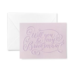Will you be my Bridesmaid Letterpress Card Lilac Purple