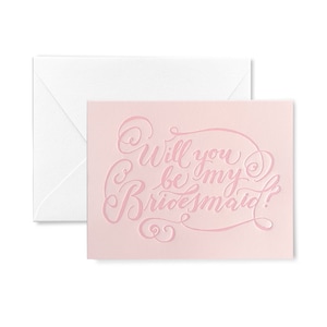 Will you be my Bridesmaid Letterpress Card Bubble Pink