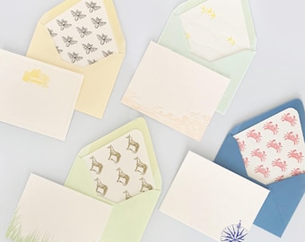 Bright & Fresh - Letterpress Flat card Pack of 8 cards and Lined Envelopes