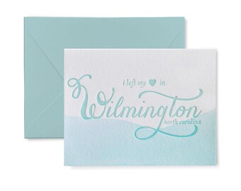 Wilmington, North Carolina Dip-Dyed Letterpress Karten