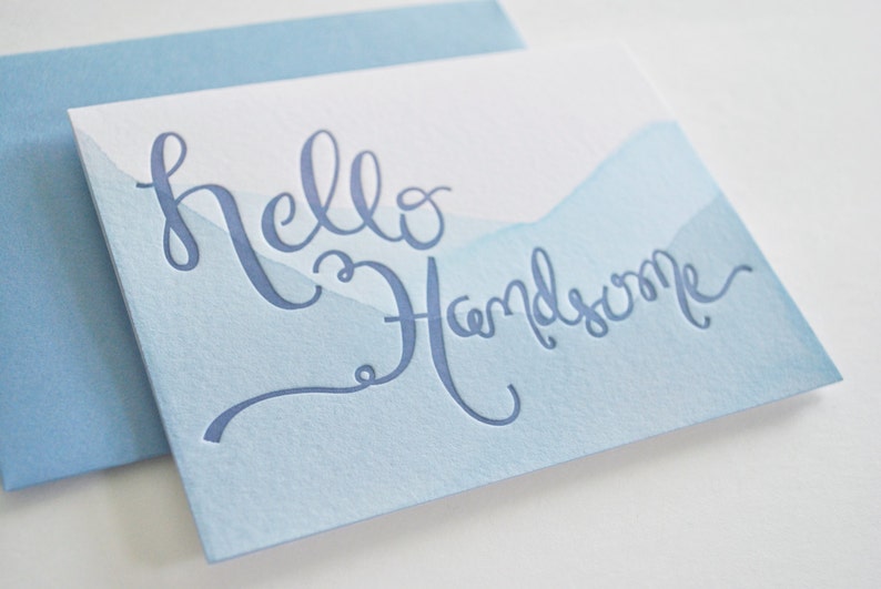 Hello Handsome Letterpress Dip Dye Card image 2