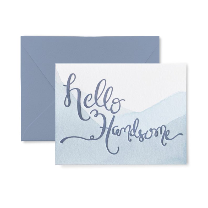 Hello Handsome Letterpress Dip Dye Card image 1