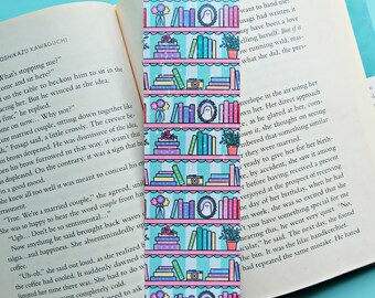 Whimsical Library Bookshelf Double-Sided Sparkle Bookmark for Book Lovers
