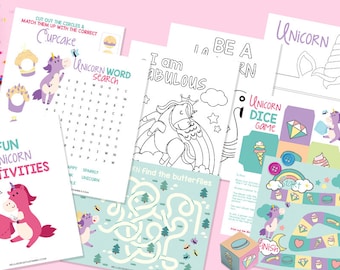 Unicorn Activity Sheet Bundle | Kids Activities | Birthday | Teacher Resources | Homeschool