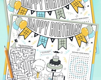 Birthday Activity Sheet Printable (Child With Short Hair and Pants) | Kids Activities | Birthday