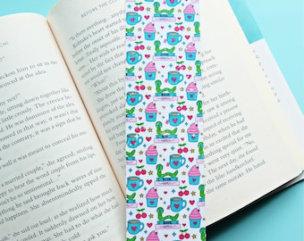 Cozy Bookworm Double-Sided Sparkle Bookmark for Book Lovers