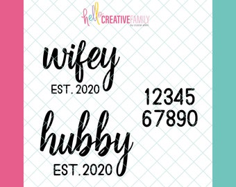 Hubby Wifey SVG and PNG - Digital Download - Valentines Day | Husband Wife Valentine | Cricut Crafting | Wedding Anniversary Gift