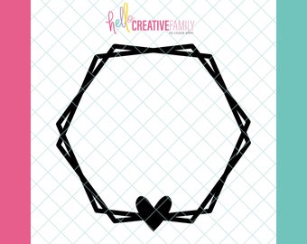 Offset Hexagon with Heart SVG & PNG Cut File - Digital Download - Cricut Craft | Geometric Shapes | Basics