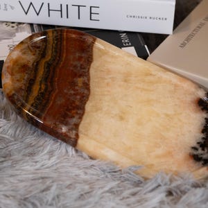 Sienna Sunset Onyx Marble Ellipse Tray, Vanity/Bathroom/Perfume/Candle Tray, Modern Catch All Tray, Natural Stone Organizer, Home Decor