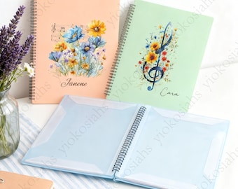 Personalized A4 Sheet Music Folder – Waterproof PP Plastic Music Book Organizer for Piano, Violin, Guitar, 10/20/30 Pages, Customizable