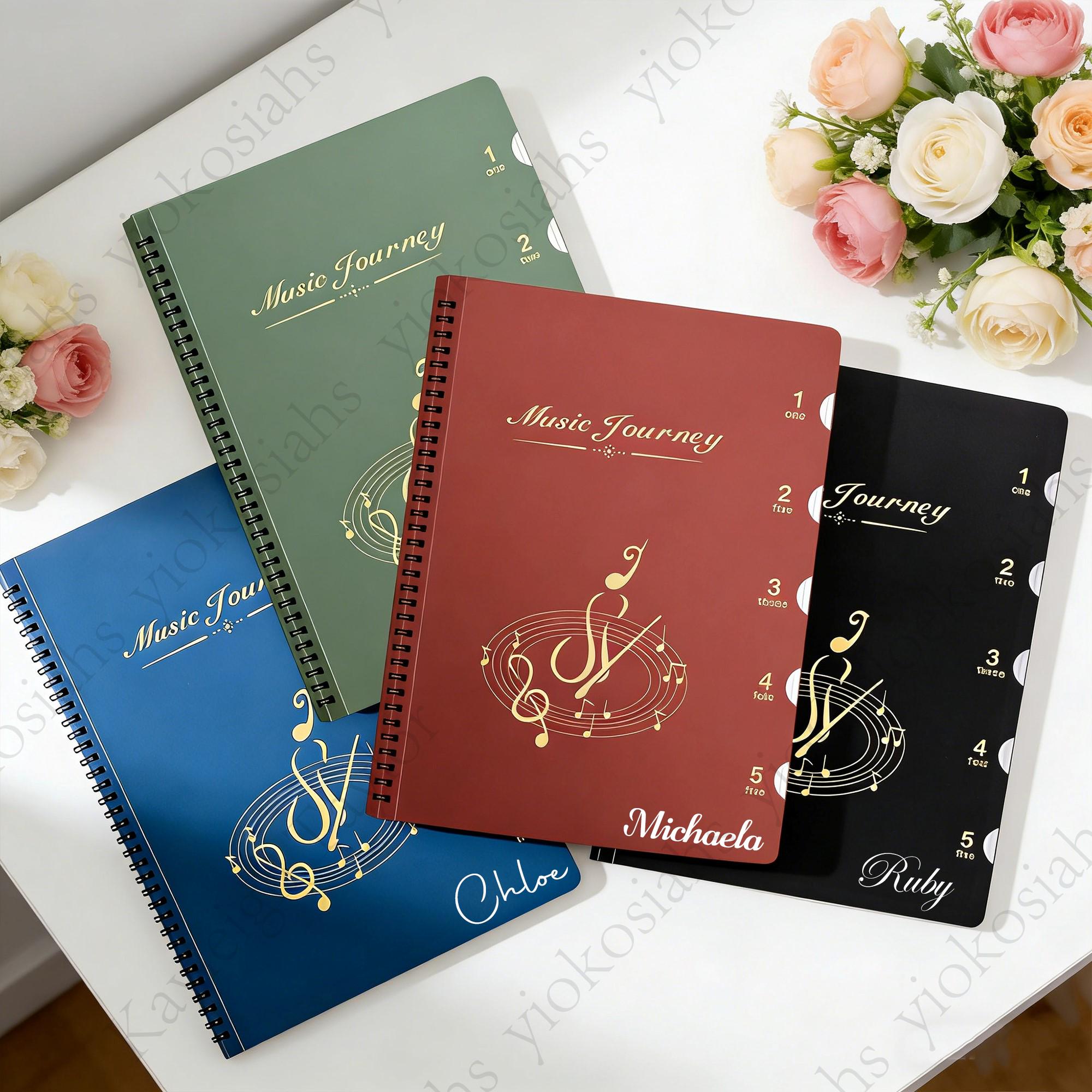 Personalized A4 Sheet Music Folder - Waterproof Music Book Organizer for Piano, Violin, Guitar, 20/30 Pages, Customizable, Musician Gift