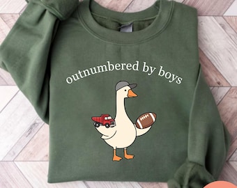 Outnumbered by Boys Sweatshirt, Funny Mom Shirt with Football and Truck Design, Boy Mom Shirt, Boy Mama Gift, Boy Mom Mothers Day Gift