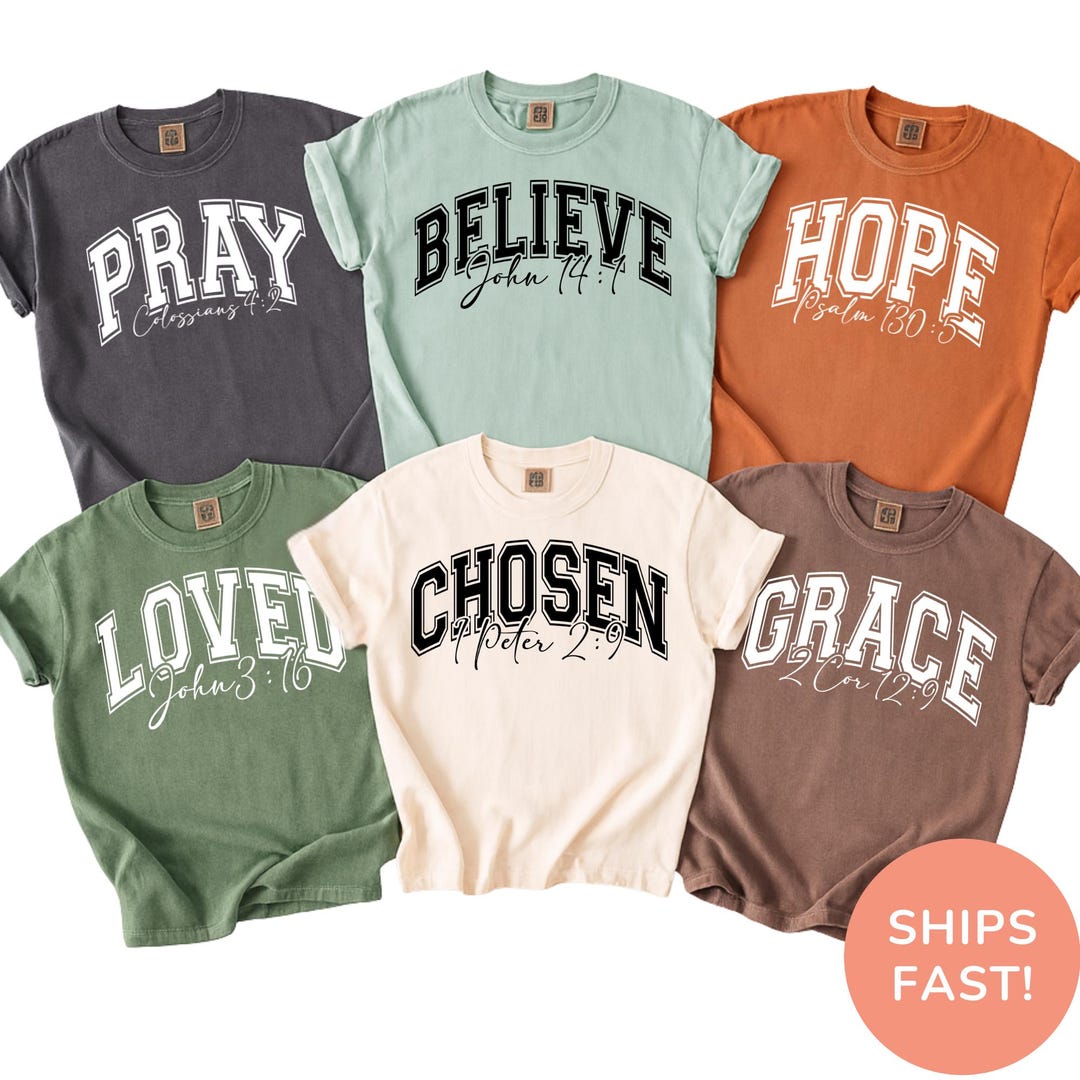 Scripture Tees Christian Bible Verse Matching Shirts Comfort Colors®, Faith Shirts ...