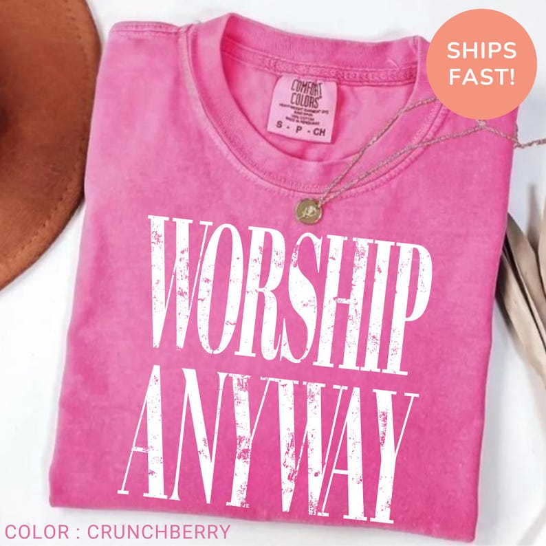 Worship Anyway T-shirt , Distressed Christian Tee, Faith Inspired Christian Religious Tee, Vintage Church Outfit Comfort Colors Shirt bild 15