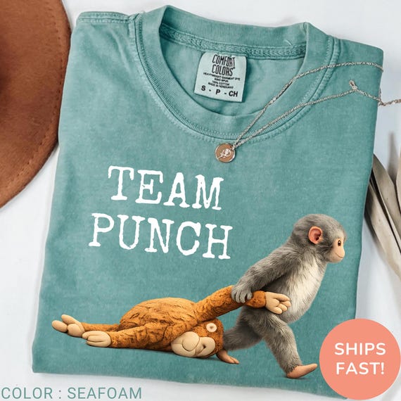 Team Punch Viral Monkey Shirt, Team Punch Shirt, Baby Monkey Punch Tee, Funny Meme Animal Shirt, Animal Lover Gift Comfort Colors Shirt