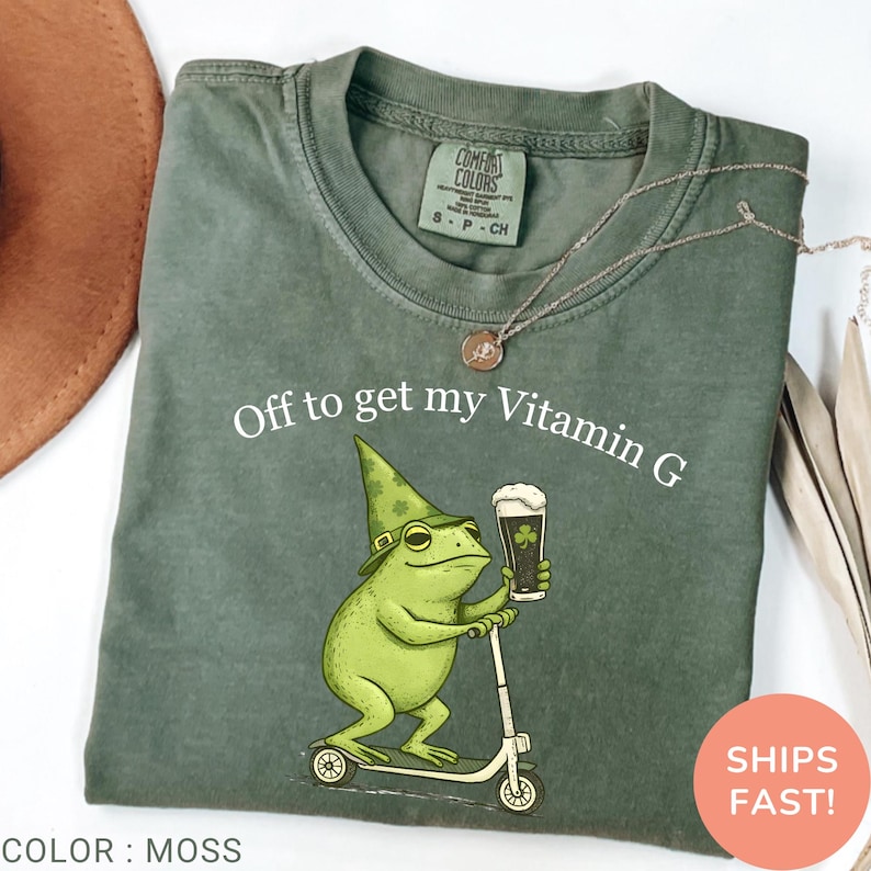 cottagecore frog, funny frog shirt, vitamin g shirt, frog lover gift, pub crawl shirt, clover print shirt, frog st patricks shirt, guinness beer tee, ireland party tee, irish party shirt, march 17 shirt, st patricks tee, st pattys day shirt