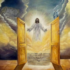 Oil paintings, wall decor, paintings, Jesus, Christian, Stairway to heaven
