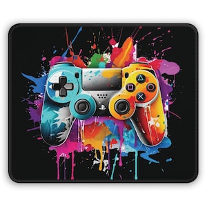 Gaming Mouse Pad | Gamer Mouse Mat for Home Office, Video Game Station, Gift for Gamers, Color Splash Design
