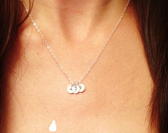 SALE - Customized Sterling Silver Necklace - Hand Stamped 1/4" Initial - Personalized Charm - Sterling Silver Fine Cable Chain