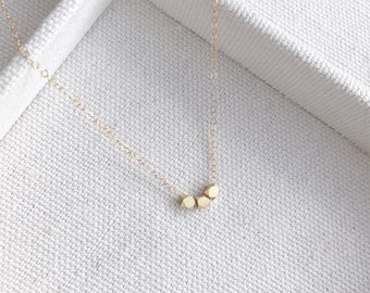 SALE - 16" Tiny Gold Bead Necklace - Simple - Minimalist Minimal Dainty Gift for - Accessories Layering Necklace -The Lovely Raindrop