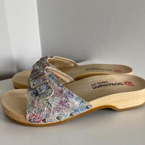 Vintage Berkemann Läderträskor: Ortopediska Damslip-ons med Träsula, Storlek 8