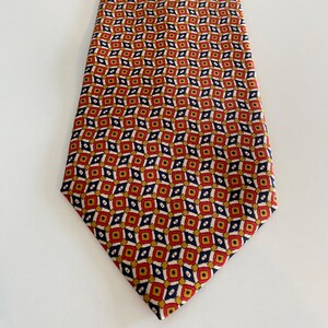 Vintage Windsor Silk Tie | Geometric Red Yellow Navy Necktie | German Luxury Brand | 100% Silk | Gift for Him | 58,3 inches