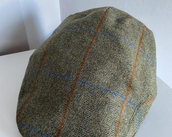 Vintage Olney Wool Flat Cap Made in England – Classic Tweed Check Hat, Men’s Gatsby Newsboy Style, 100% Wool