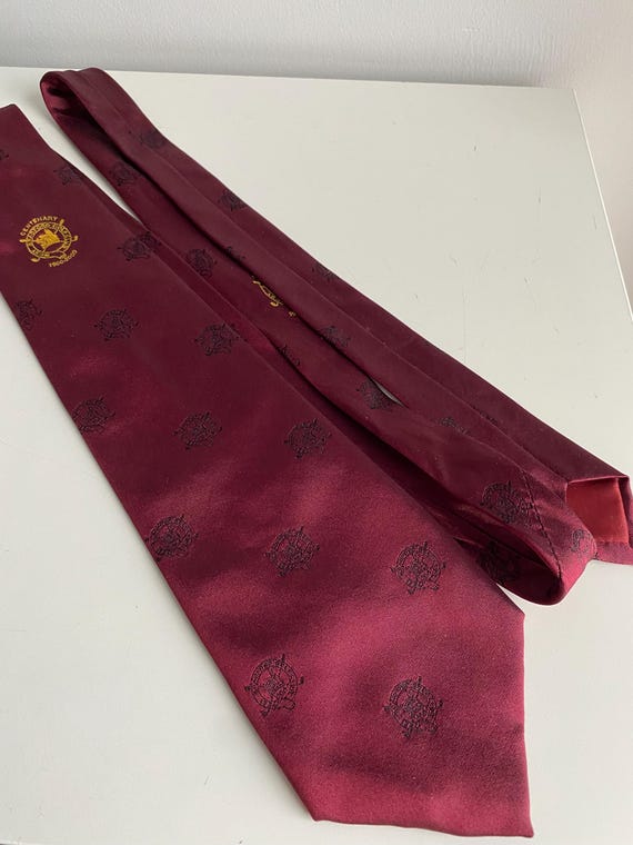 Vintage Bradford Golf Club Centenary Silk Tie 1900-2000 Filaspun Limited Made in England Burgundy Red Men’s Necktie View 3