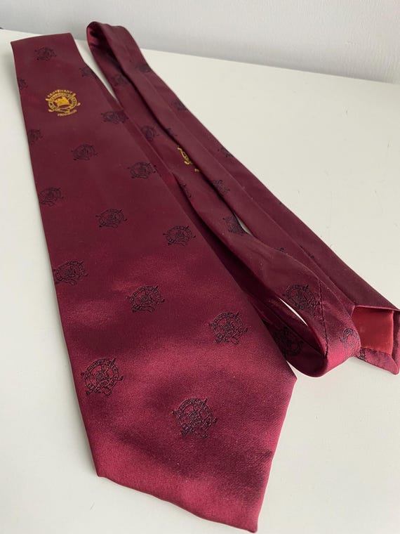 Vintage Bradford Golf Club Centenary Silk Tie 1900-2000 Filaspun Limited Made in England Burgundy Red Men’s Necktie View 2