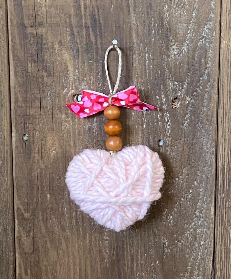 Hanging Yarn Hearts (red and Pink Options) - Etsy