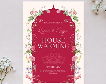 Floral Indian Housewarming Invitation: Griha Pravesh Invite (Digital Download)