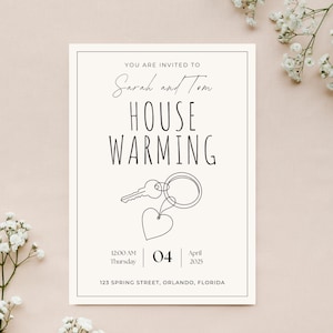 House Warming Invitation Template, Elegant Housewarming Invite, Minimalist Invite DIY New Home Party Card Printable Instant Download Invite