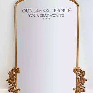 Wedding Mirror Decal, Custom Seating Chart Sticker