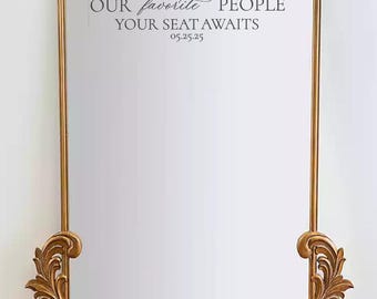 Calcomanía para espejo de boda, calcomanía personalizada para plano de asientos