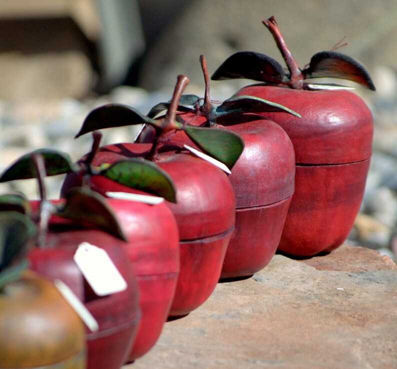 Handmade Leather Red Apple Containers Etsy