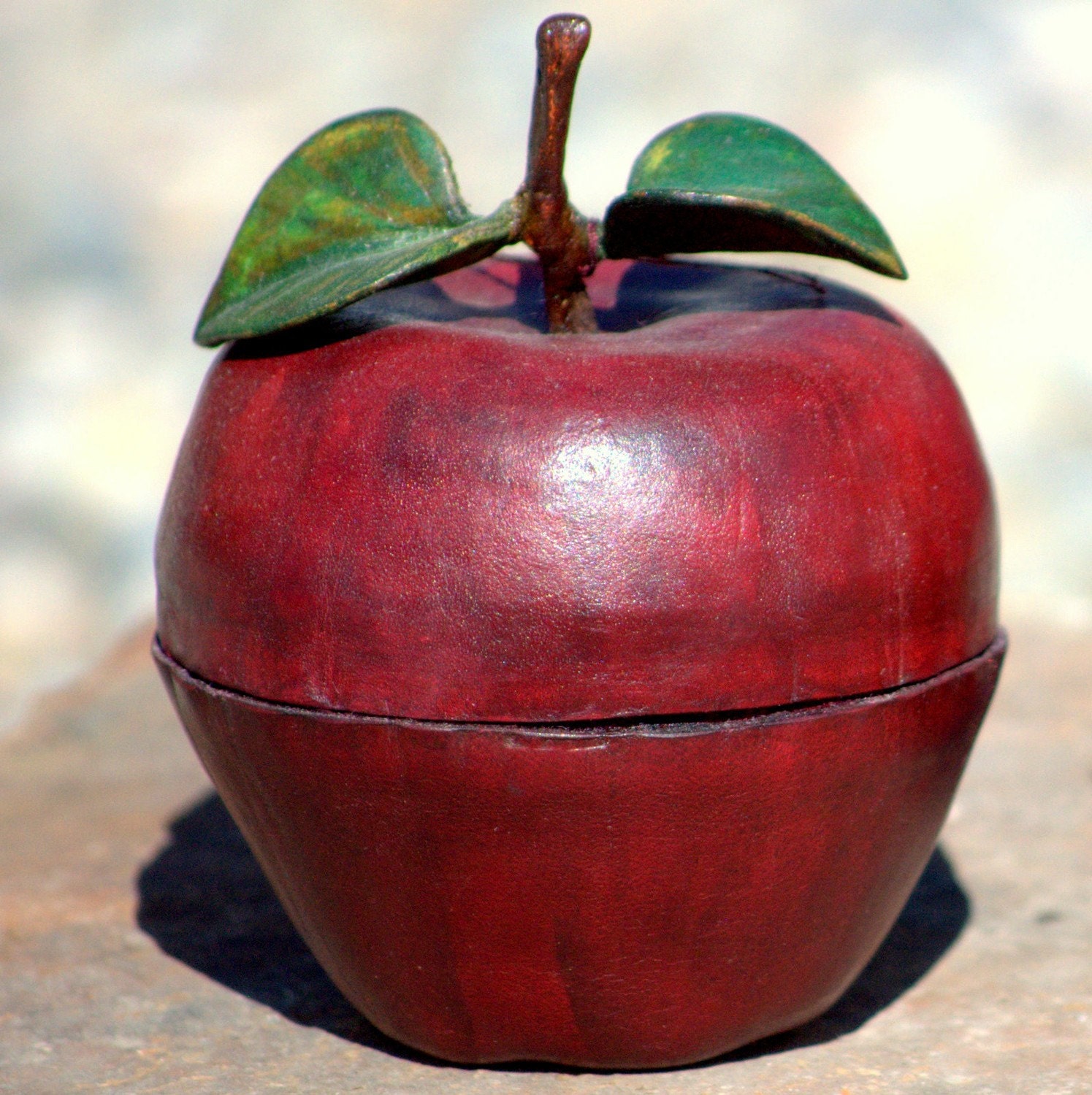 Handmade Leather Red Apple Containers Etsy