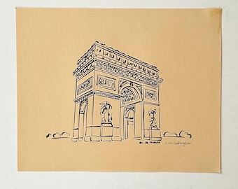 Arc de Triomphe Line Drawing Art Print: Paris Souvenir