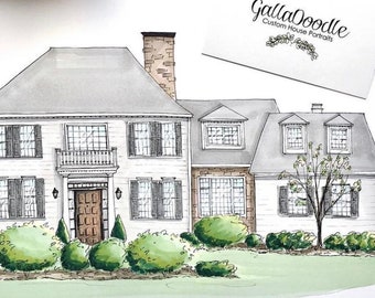 Custom House Portrait Drawing of Your Home From Photo, House Illustration Sketch, Housewarming, Realtor, Neighbor or Moving Gift