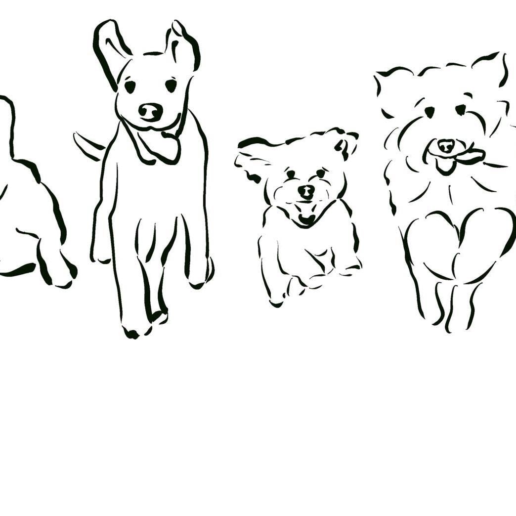 Happy Dogs Line Art Print: Schwarz weiß laufender Hund Illustration - Etsy  Österreich, image size:1044x1044