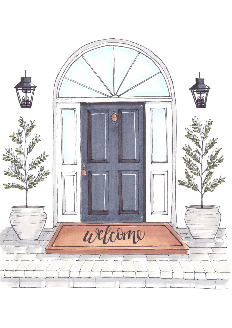 Custom Front Door Drawing From Photo, Custom Art, Personalized Door Art, Line Drawing of Door, Personalized Housewarming Gift, Neighbor Gift image 10