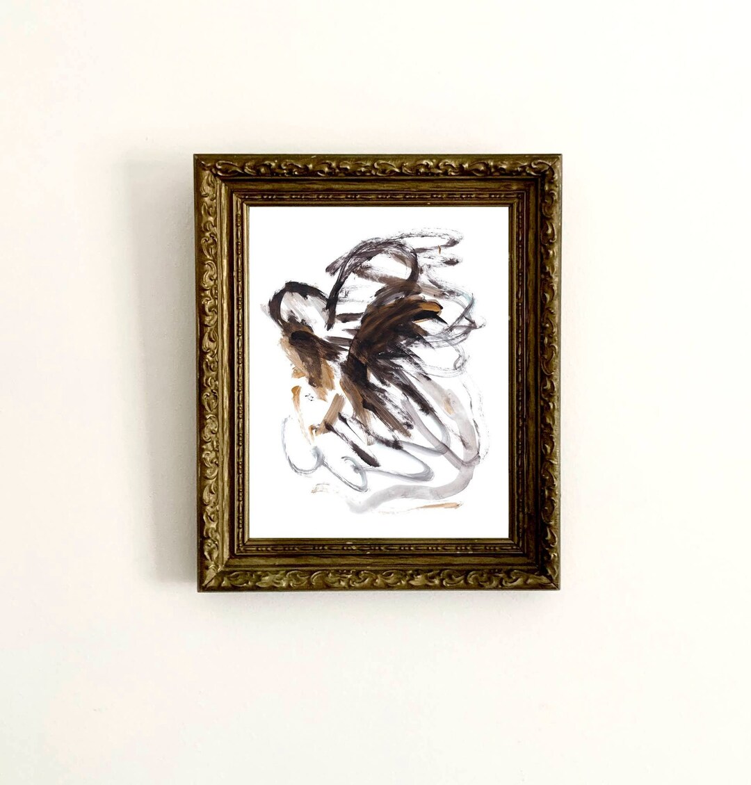 Abstract Birds in Flight, Modern Black Abstract Painting, Neutral ...