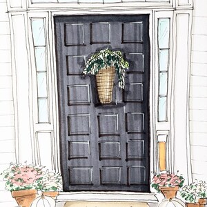 Custom Front Door Drawing From Photo, Custom Art, Personalized Door Art, Line Drawing of Door, Personalized Housewarming Gift, Neighbor Gift image 2