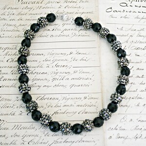 Vintage Black Jet Bead & Marcasite Bead Choker Necklace Holiday Jewelry Women&#39;s Jewelry N6170