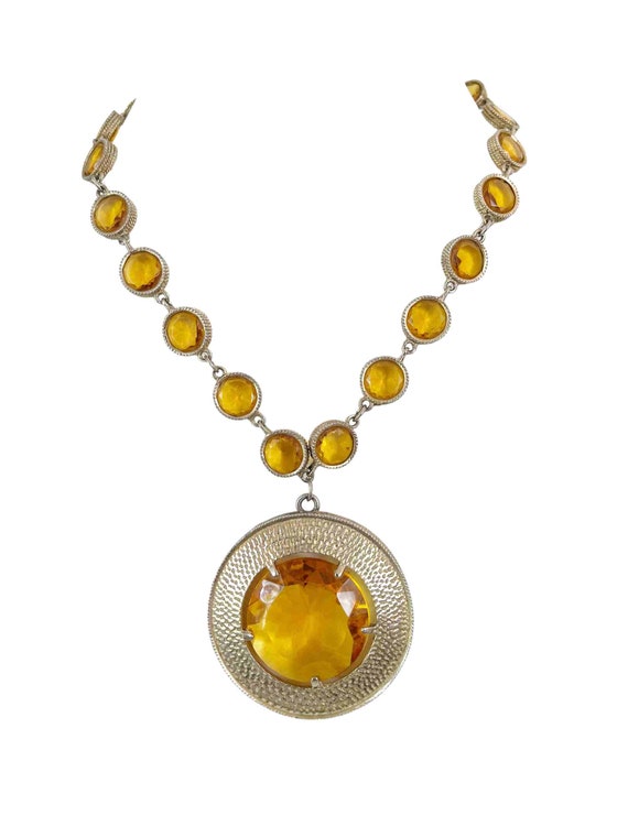 Vintage Topaz Crystal Pendant Necklace, Estate ne… - image 3