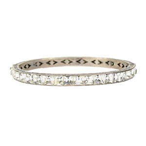 Vintage Art Deco Sterling Silver Rhinestone Bangle Bracelet