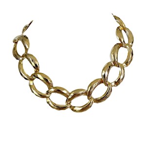 Vintage 1980s Goldtone Chunky Chainlink Choker: MCM Bib Necklace