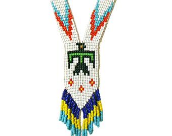 Vintage Seed Bead Native American Necklace Collectible Estate Jewelry Boho Hippie Style  VN856