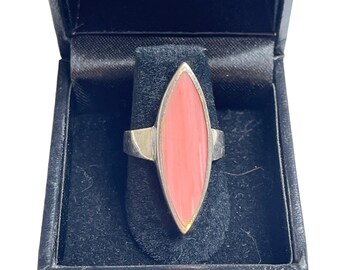 Sterling Silver and Pink Coral ring Size 7. VR847