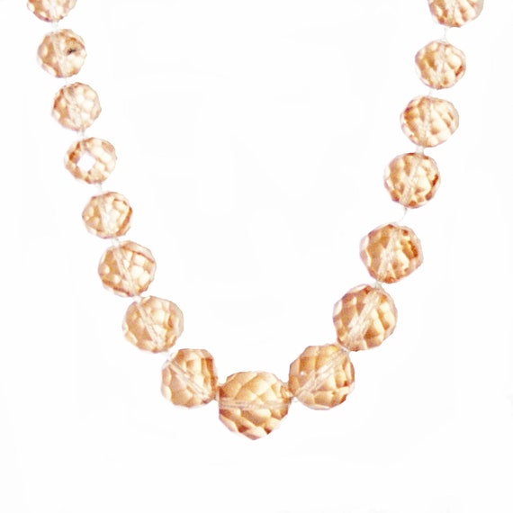 Antique Light Peach Graduated Crystal Necklace Es… - image 1