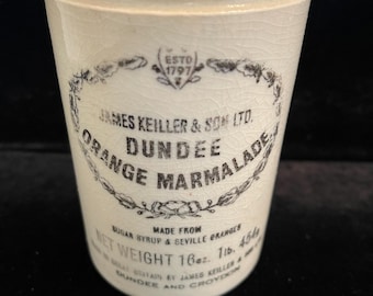 James Keiller Son, Dundee Marmalade, Vintage Milk Glass Jar With